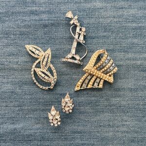 Vintage Rhinestone Brooches and Earrings